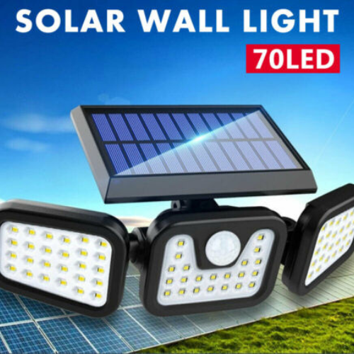 3 Head Solar Motion Sensor Light Outdoor Garden Wall Security Flood Lamp