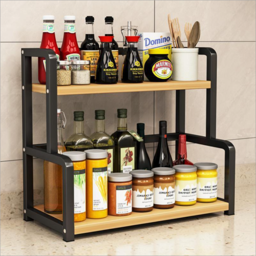 2 Tier Kitchen Spice Rack Storage Organizer Seasoning Stand Shelf