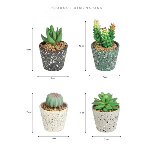 4x Artificial Succulents Plant Mini Gardens Terracotta Pots