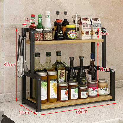 2 Tier Kitchen Spice Rack Storage Organizer Seasoning Stand Shelf