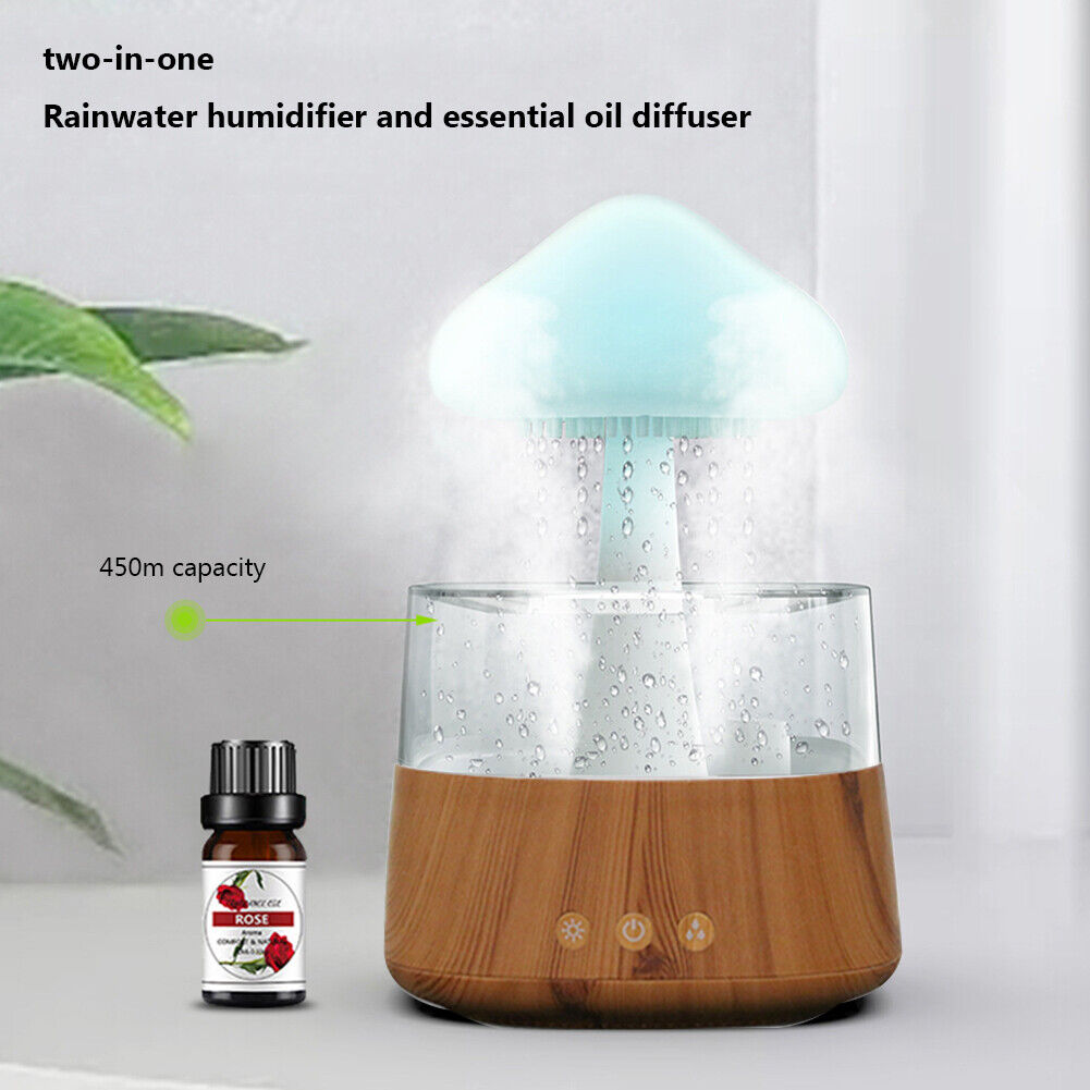 Air Humidifier RainCloud Humidifier Essential Oils Diffuser Water Drops Colorful Night Light For Home Bedroom